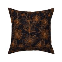 Spooky Spider Webs Orange // halloween classic orange and black fabric