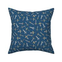 Bubbie's swords scattered - small on marine blue