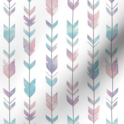 Small Arrow Feathers -PALE  pastel watercolor