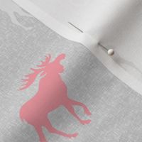 Moose on Linen- pink, grey and white