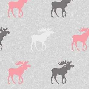 Moose on Linen- pink, grey and white