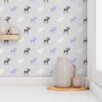 Moose on Linen- lavender, grey, white