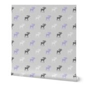 Moose on Linen- lavender, grey, white