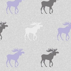 Moose on Linen- lavender, grey, white