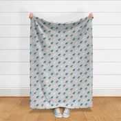 Moose on Linen - teal, grey and white