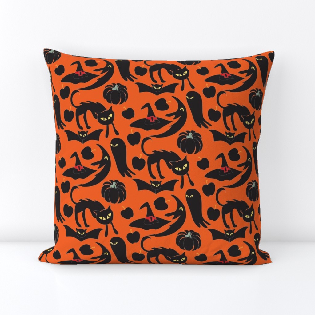 Vintage Halloween Silhouettes orange