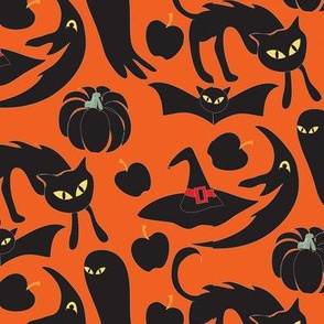 Vintage Halloween Silhouettes orange