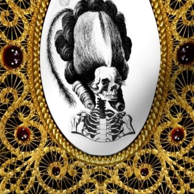 27 Marie Antoinette french France Queen Empress poufs parody caricature skulls skeletons filigree frames Victorian lace gold gilt baroque trellis elegant gothic lolita Rococo Princess morbid macabre scary
