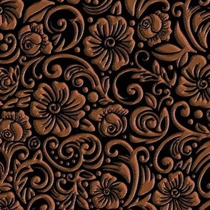 Textured Floral Dark Rust