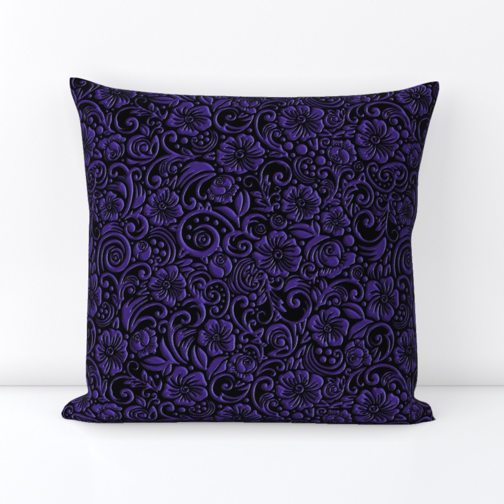 Textured Floral Purple and Black