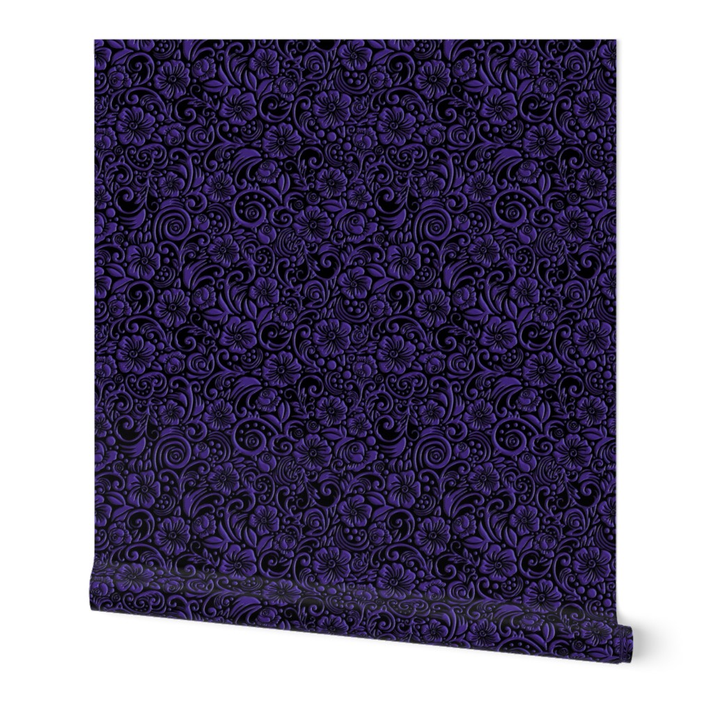 Textured Floral Purple and Black