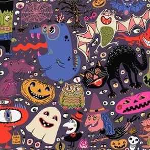  Yay for halloween! large scale, mauve aubergine eggplant purple plum colorful blue red green ivory