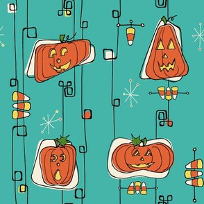 retro  jack'o'lanterns  and candy corn_vintage halloween