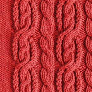 Cabled Knit - Medium Red