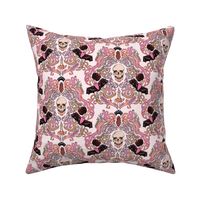 Vintage Skull & Bats Pink Damask