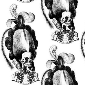 1 Marie Antoinette french France Queen Empress poufs parody caricature skulls skeletons monochrome black white Victorian elegant gothic lolita Baroque Rococo Princess morbid macabre scary