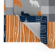 Patchwork with Foxes  navy and orange