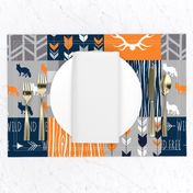 Patchwork with Foxes  navy and orange