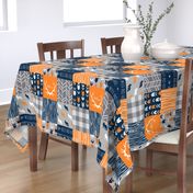 Patchwork with Foxes  navy and orange