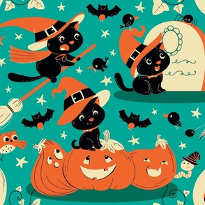 Halloween kitty witch