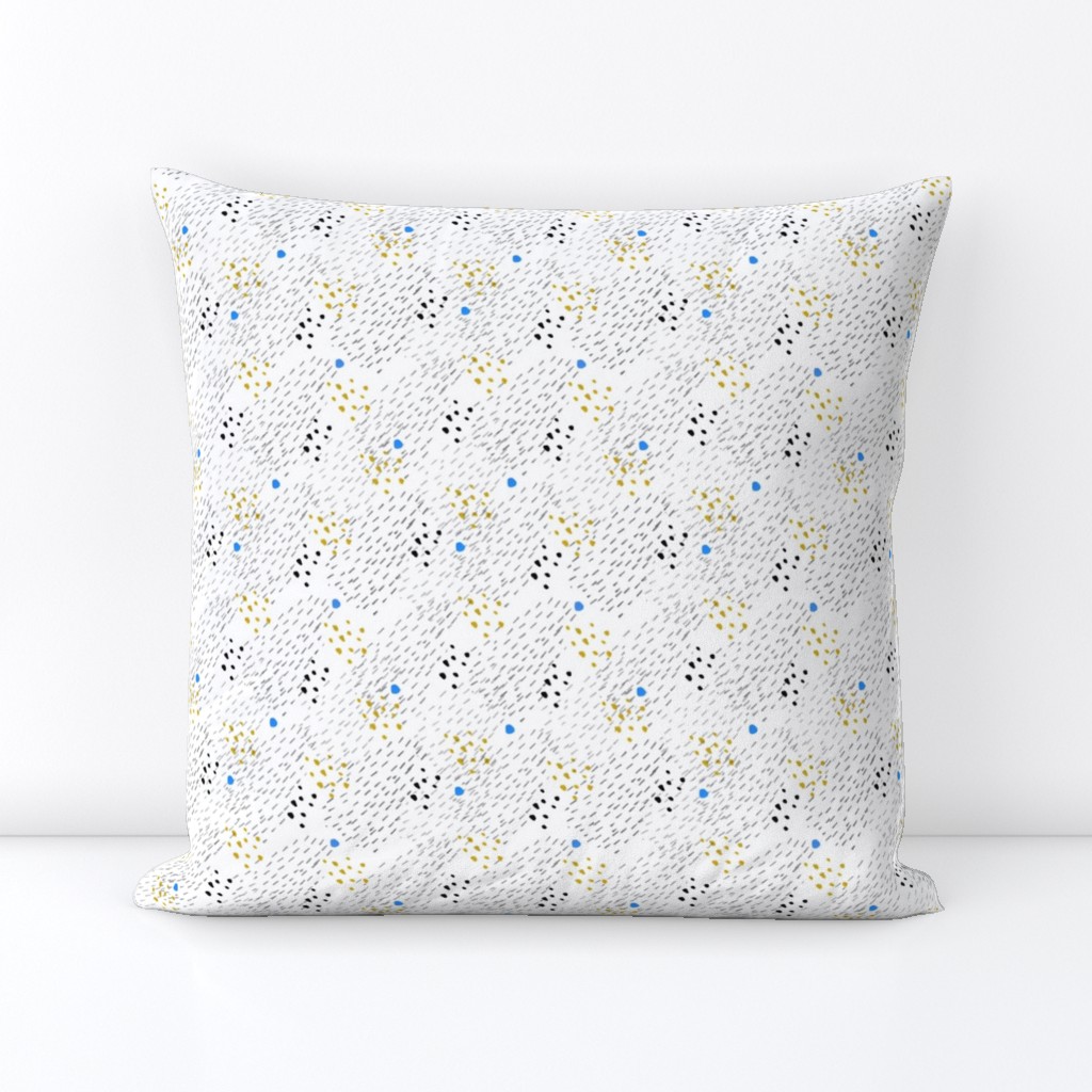 Winter Birch Forest - Abstract Dots Mustard and White