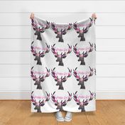 Fat Quarter Daddy's Girl Deer Head Floral BRIGHT
