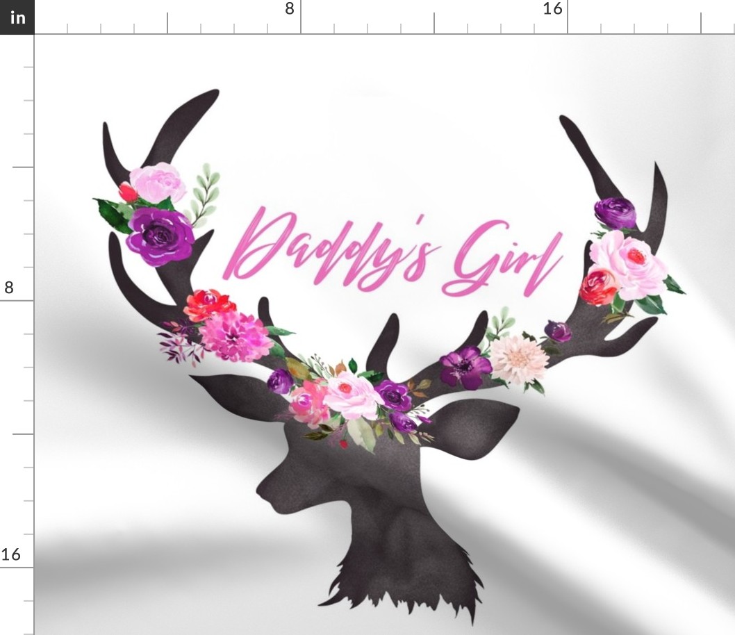 Fat Quarter Daddy's Girl Deer Head Floral BRIGHT