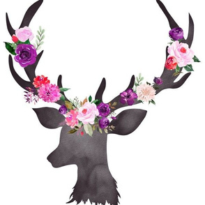 12" Deer Head Floral BRIGHT