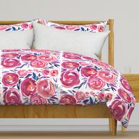 Pink and Navy Modern Abstract Floral 