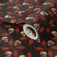 ★ VINTAGE HALLOWEEN CHERRY SKULL ★ Orange - Large Scale / Collection : Cherry Skull - Rock 'n' Roll Old School Tattoo Print