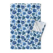 Watercolor boho blue roses flowers