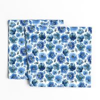 Watercolor boho blue roses flowers