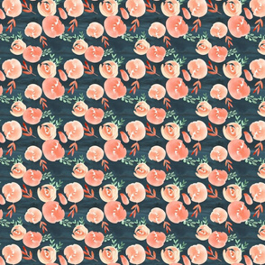 Peach Mint Navy Watercolor Floral 