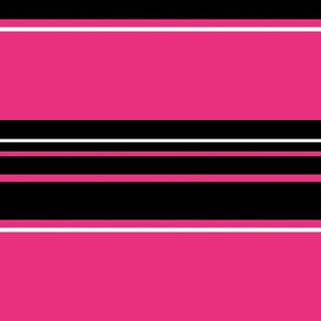 Hot Pink, Black, and White Horizontal Stripe