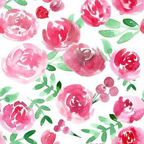 valentine's day cranberry rose romantic watercolor floral 