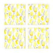 Yellow Gray Tulip Watercolor on White || Spring Floral Flower Botanical  abstract _ Miss Chiff Designs 