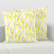 Yellow Gray Tulip Watercolor on White || Spring Floral Flower Botanical  abstract _ Miss Chiff Designs 
