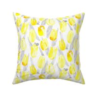Yellow Gray Tulip Watercolor on White || Spring Floral Flower Botanical  abstract _ Miss Chiff Designs 