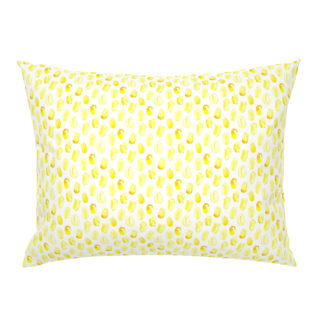 Yellow Tulip Watercolor || Spots Dots White floral gold lemon 