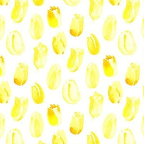 Yellow Tulip Watercolor || Spots Dots White floral gold lemon 