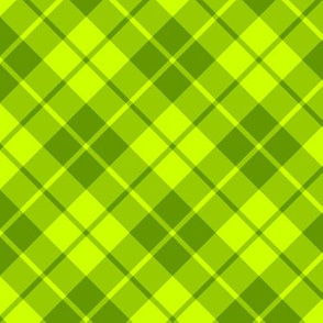 bright green diagonal tartan