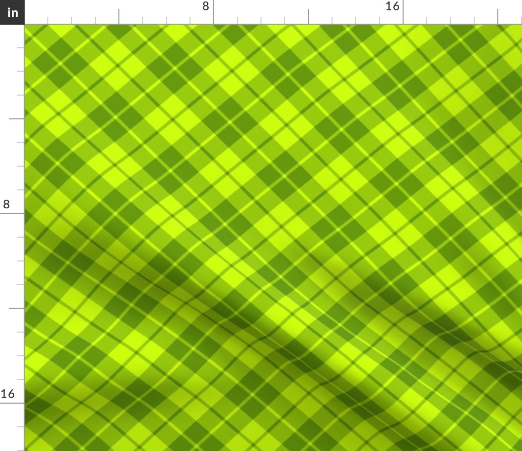 bright green diagonal tartan