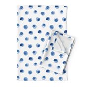 Watercolor Dry Brush Polka Dot in Indigo Blue