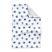 Watercolor Dry Brush Polka Dot in Indigo Blue