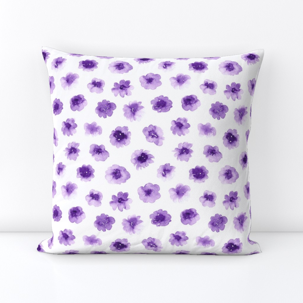 Abstract Watercolor Flowers in Purple