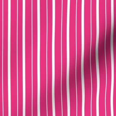 Bright Pink and White Vertical Stripe