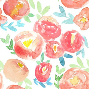 soft pink and peach watercolor florals