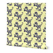 Velociraptor with Beer Pattern-Yellow & Blue