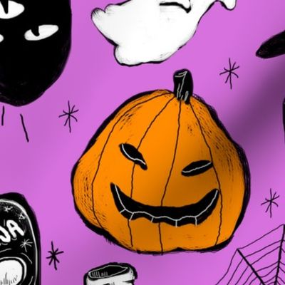 halloween doodle purple