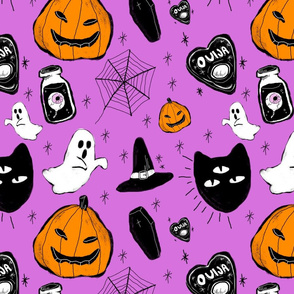 halloween doodle purple